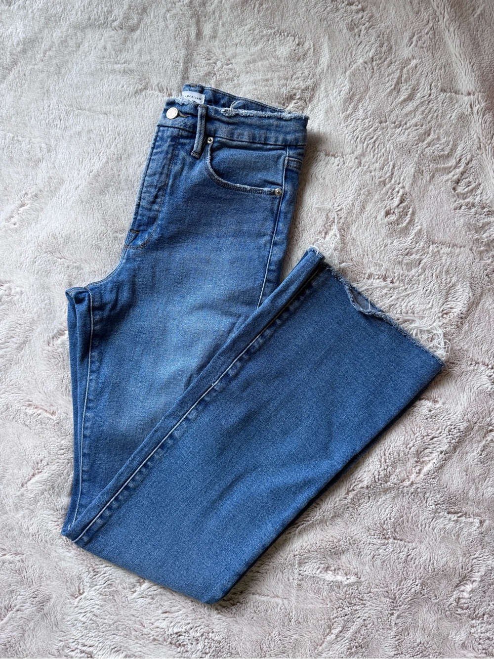 Good American High-Rise Raw Hem Jeans